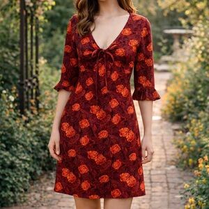 Vintage Y2K Rave City Floral Bodicon Dress